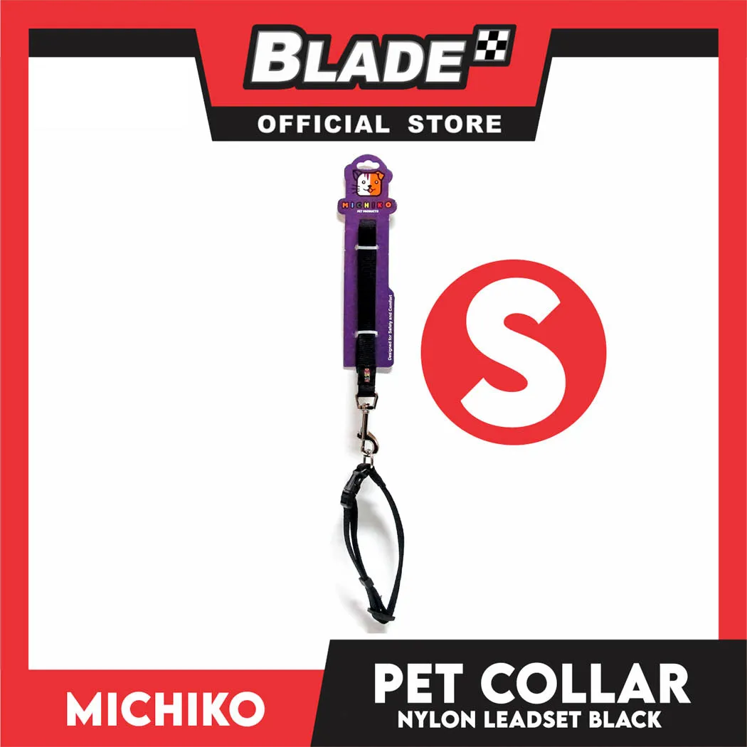 Michiko Nylon Collar Lead Set Black Small Dog Pet Collar