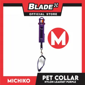 Michiko Nylon Collar Lead Set Purple (Medium) Dog Pet Collar