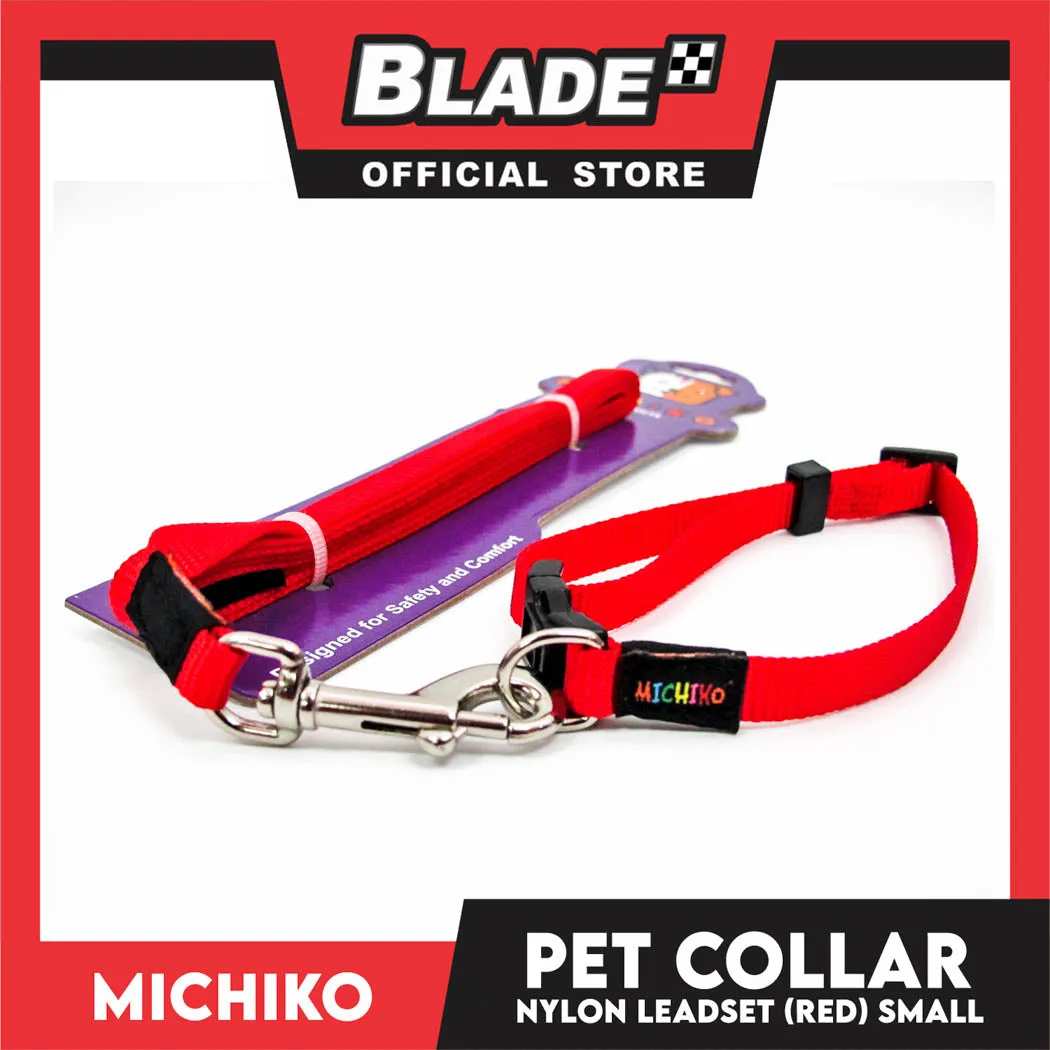 Michiko Nylon Collar Lead Set Red (Small) Dog Pet Collar