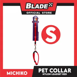 Michiko Nylon Collar Lead Set Red (Small) Dog Pet Collar