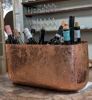 Oval Hammered Copper Ice Bucket – 17.8" x 9" - Premium Barware