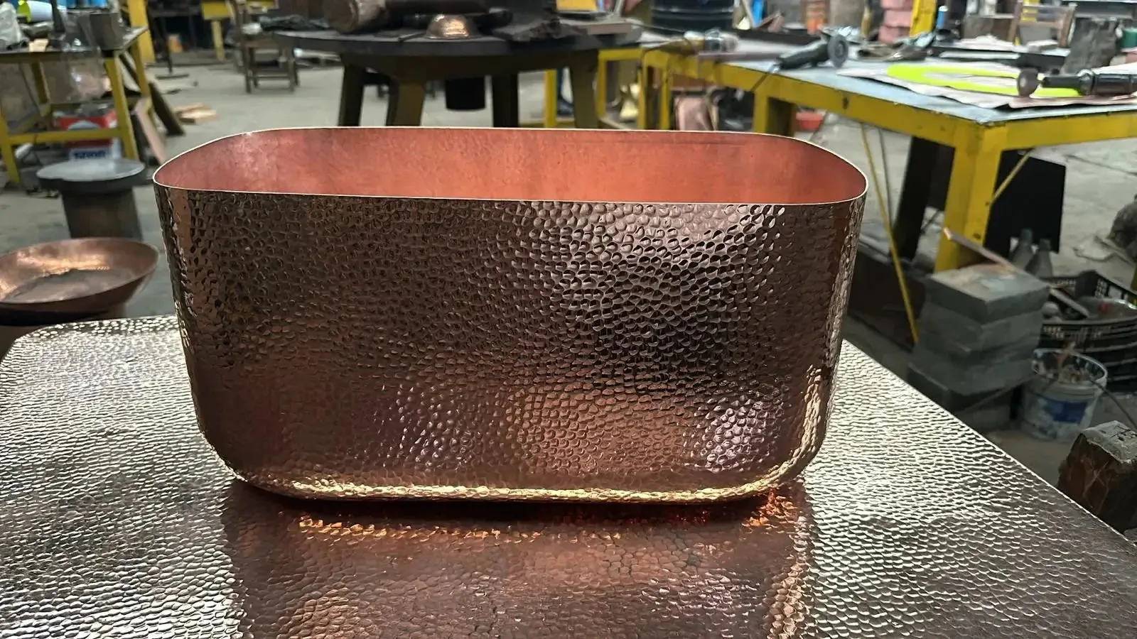 Oval Hammered Copper Ice Bucket – 17.8" x 9" - Premium Barware