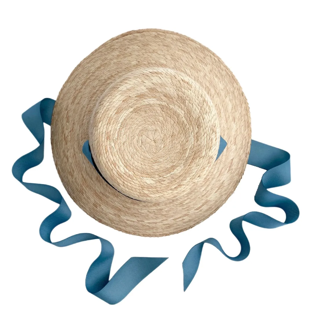 Palmetto Little Girl’s Hat - Long French Blue Grosgrain Ribbon