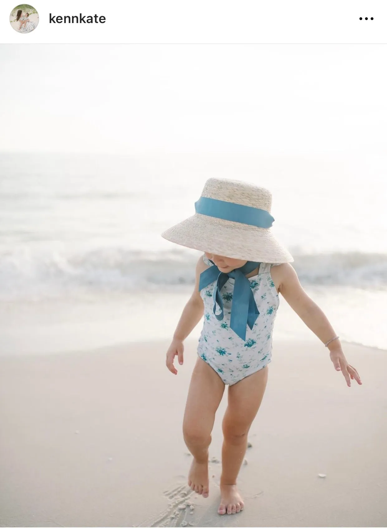 Palmetto Little Girl’s Hat - Long French Blue Grosgrain Ribbon