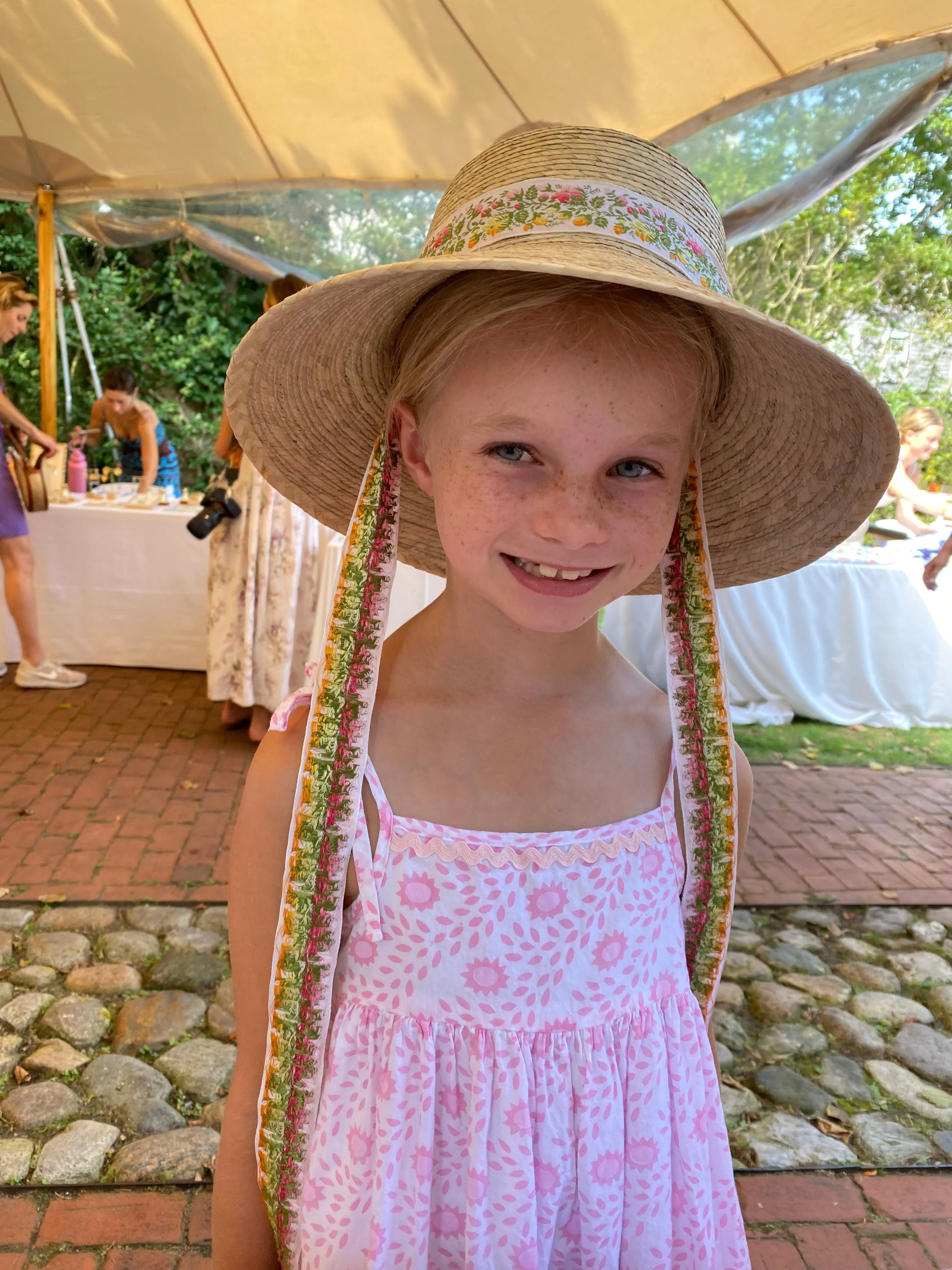 Palmetto Little Girl’s Hat - Long French Blue Grosgrain Ribbon