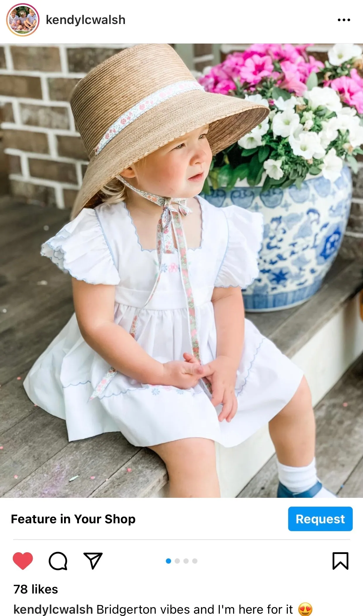 Palmetto Little Girl’s Hat - Long French Blue Grosgrain Ribbon