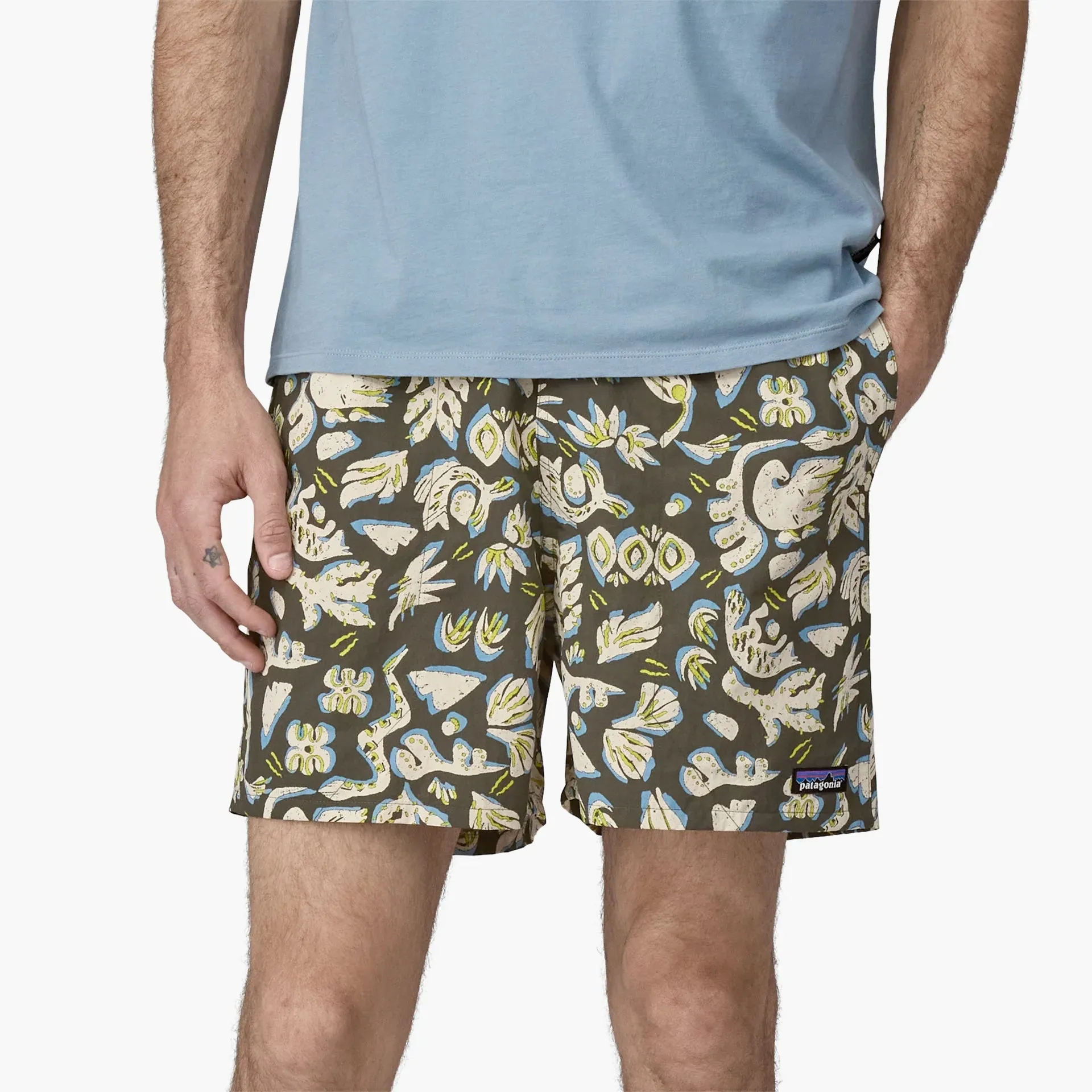 Patagonia M's Baggies Shorts 5" Across Oceans: Pine Needle Green