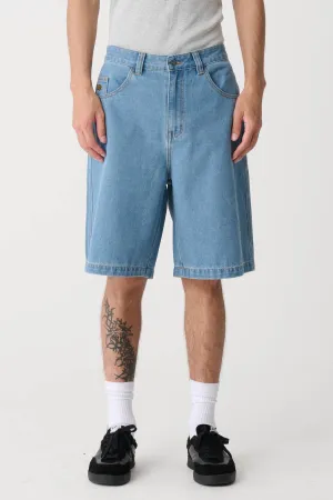 PEACE MAN BULL DENIM SHORT - MID BLUE DENIM