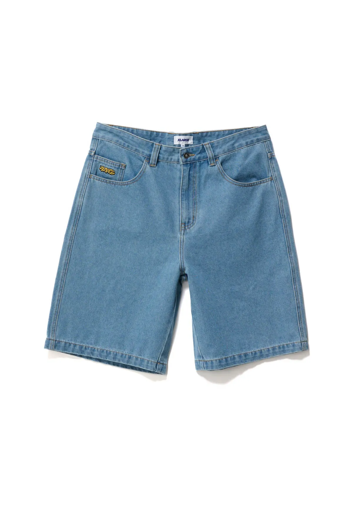 PEACE MAN BULL DENIM SHORT - MID BLUE DENIM