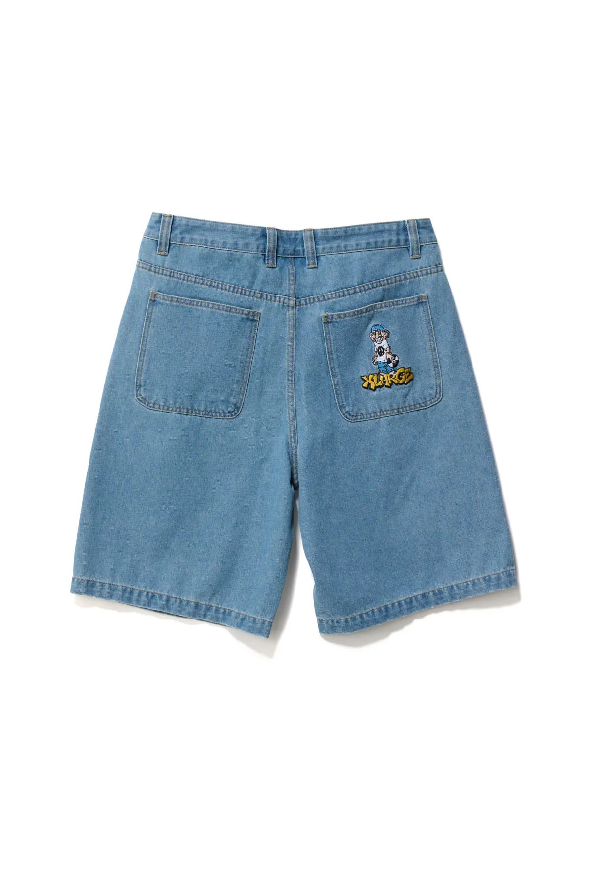 PEACE MAN BULL DENIM SHORT - MID BLUE DENIM