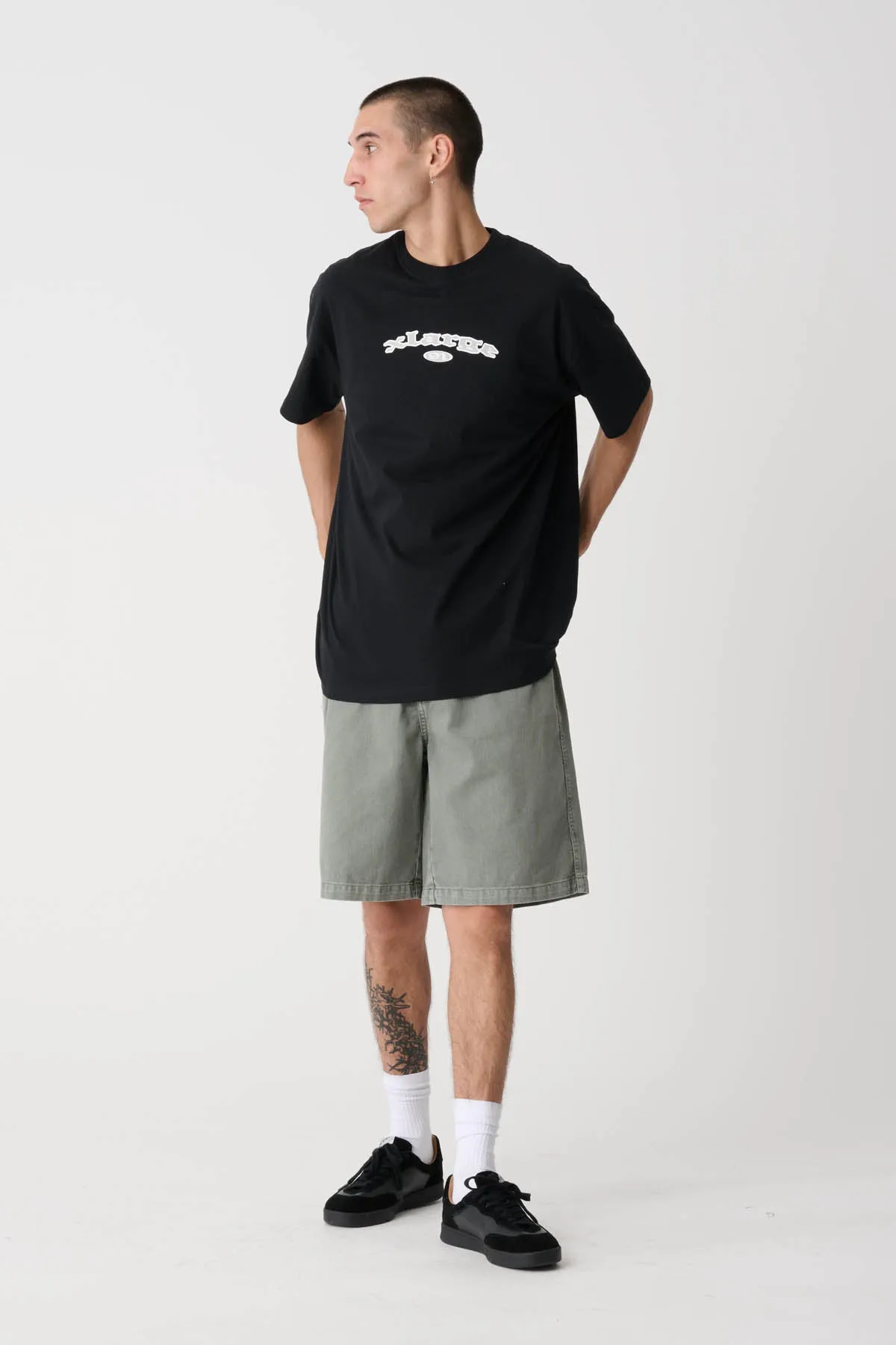 PEACE MAN BULL DENIM SHORT - OLIVE GREY