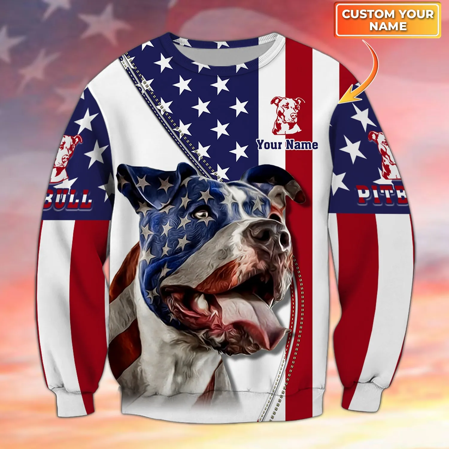 Pitbull American Flag 3D Shirt