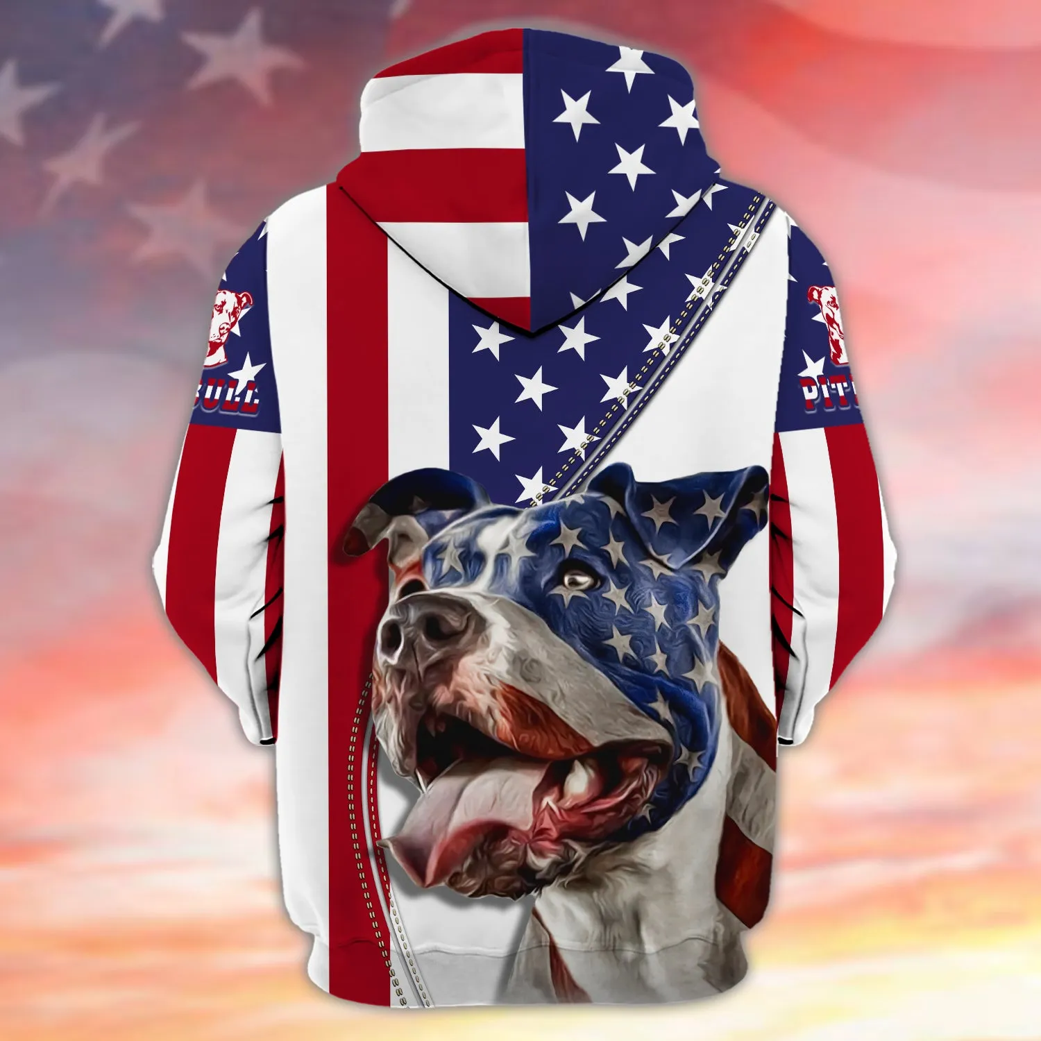 Pitbull American Flag 3D Shirt
