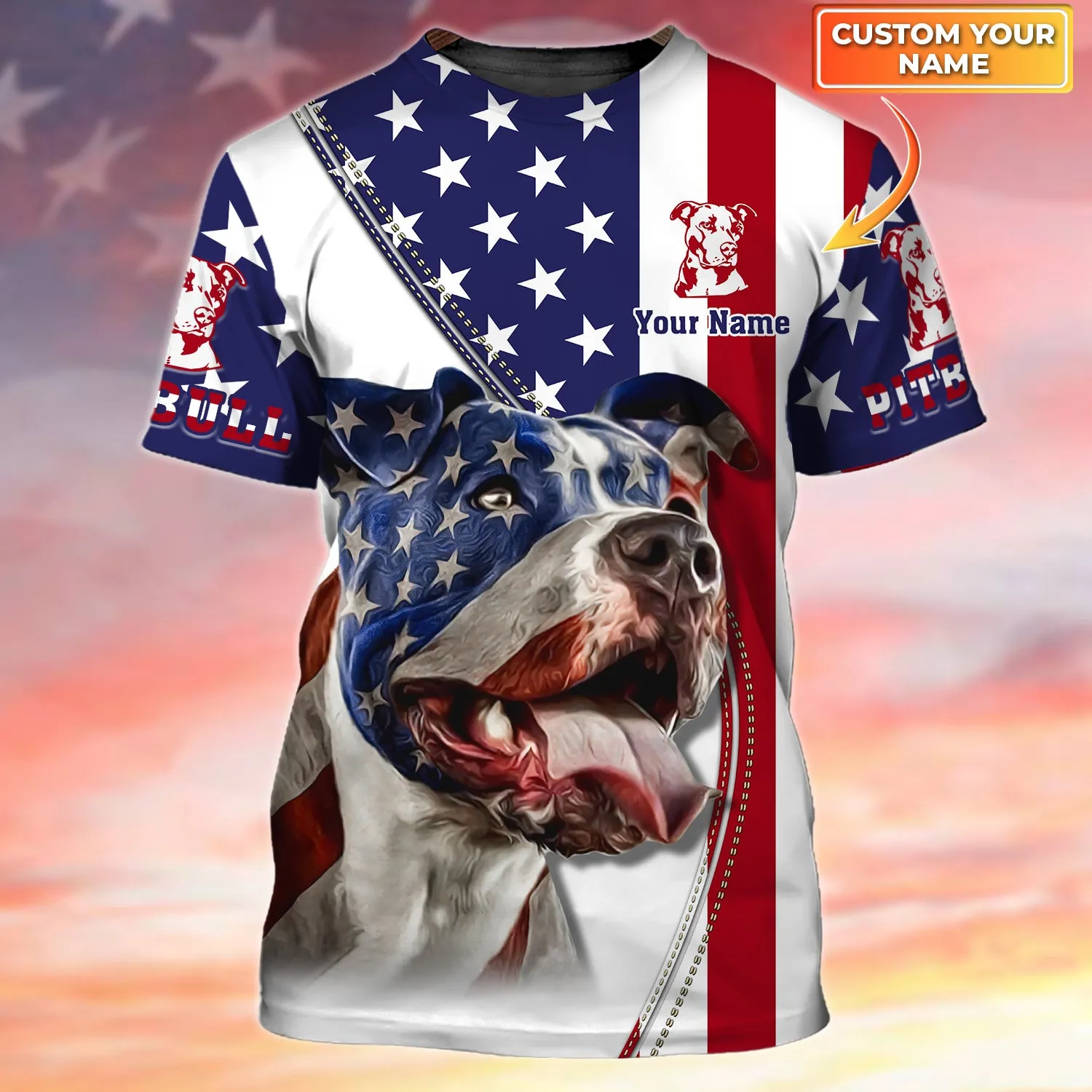 Pitbull American Flag 3D Shirt