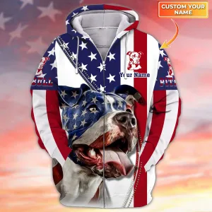 Pitbull American Flag 3D Shirt