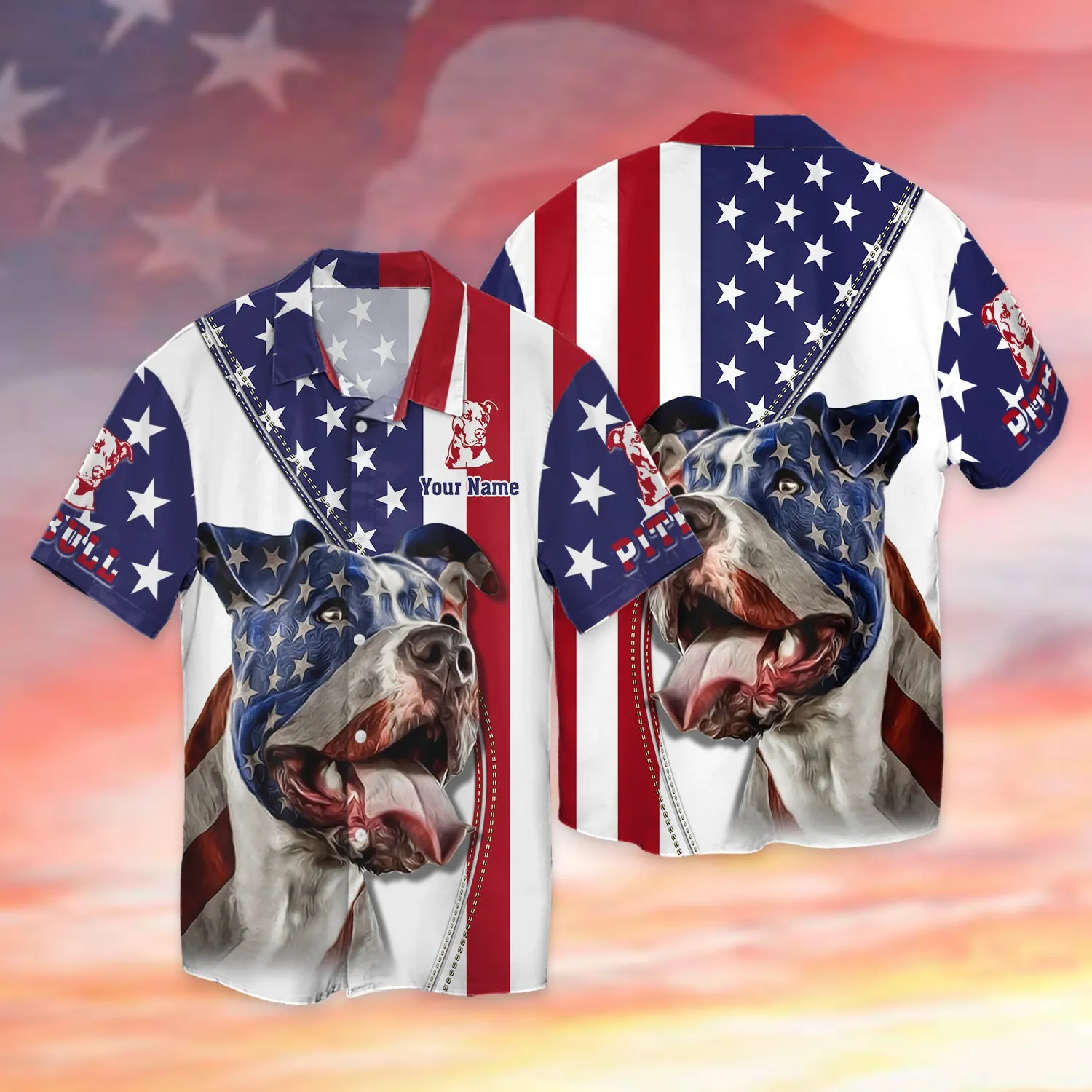 Pitbull American Flag 3D Shirt