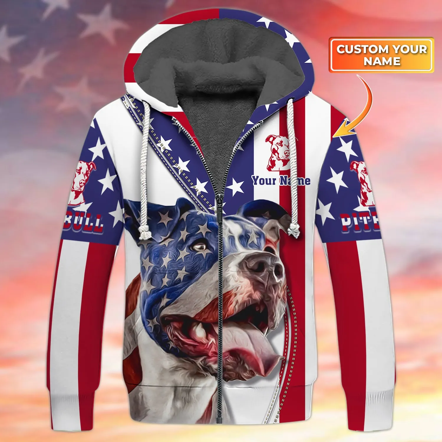 Pitbull American Flag 3D Shirt