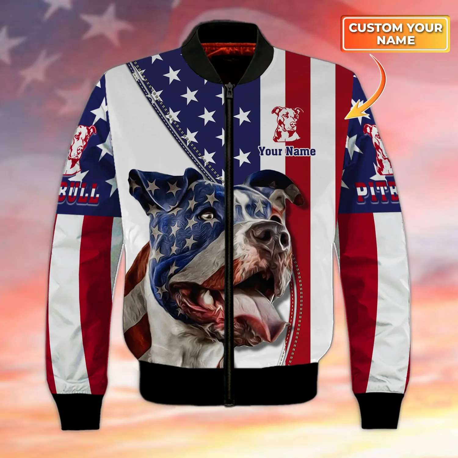 Pitbull American Flag 3D Shirt
