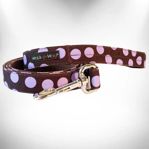 Polka Dot Dog Collars, Leads, and Bows on Brown - 4 Styles