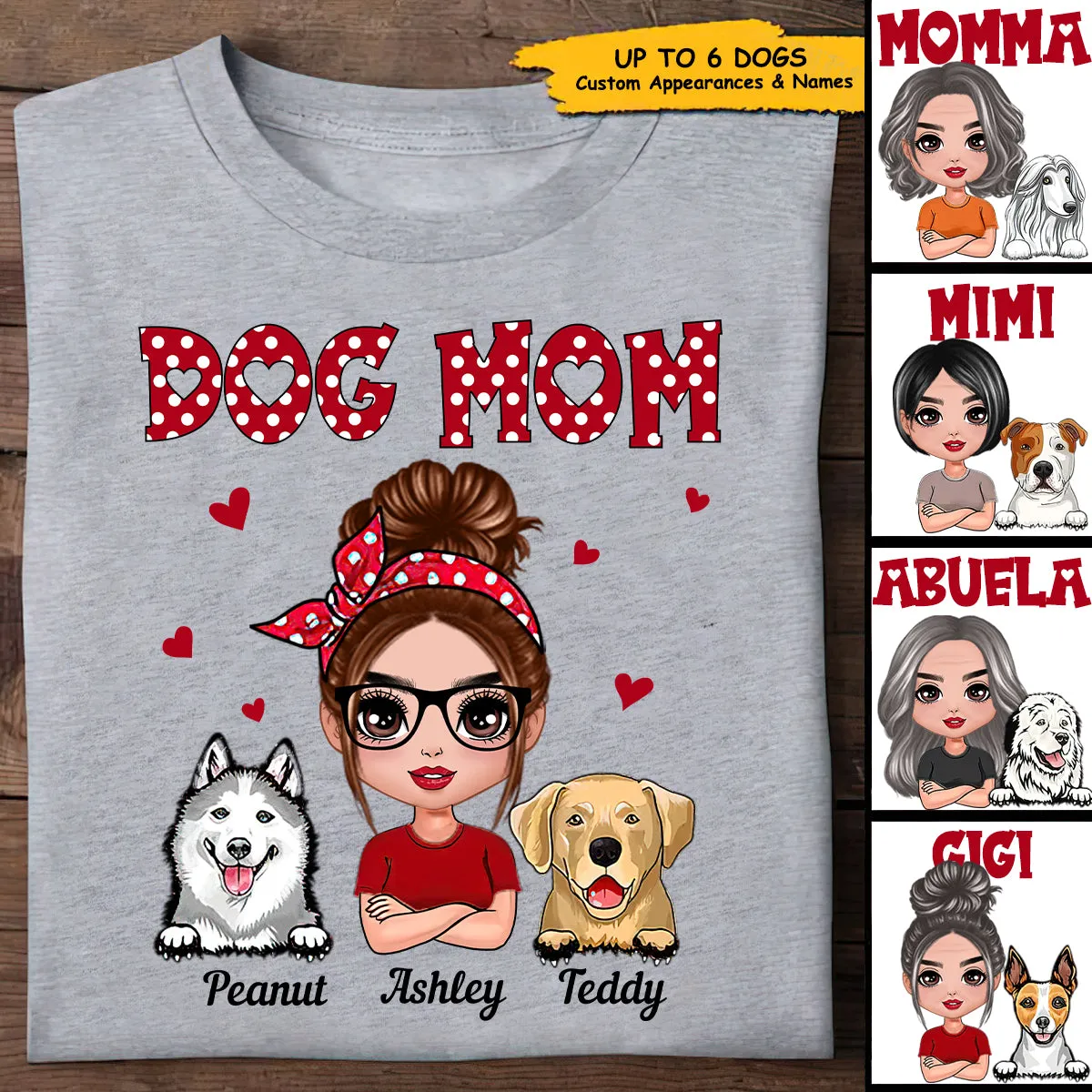 Polka Dot Pattern Doll Dog Mom Gift For Dog Lovers Personalized Shirt