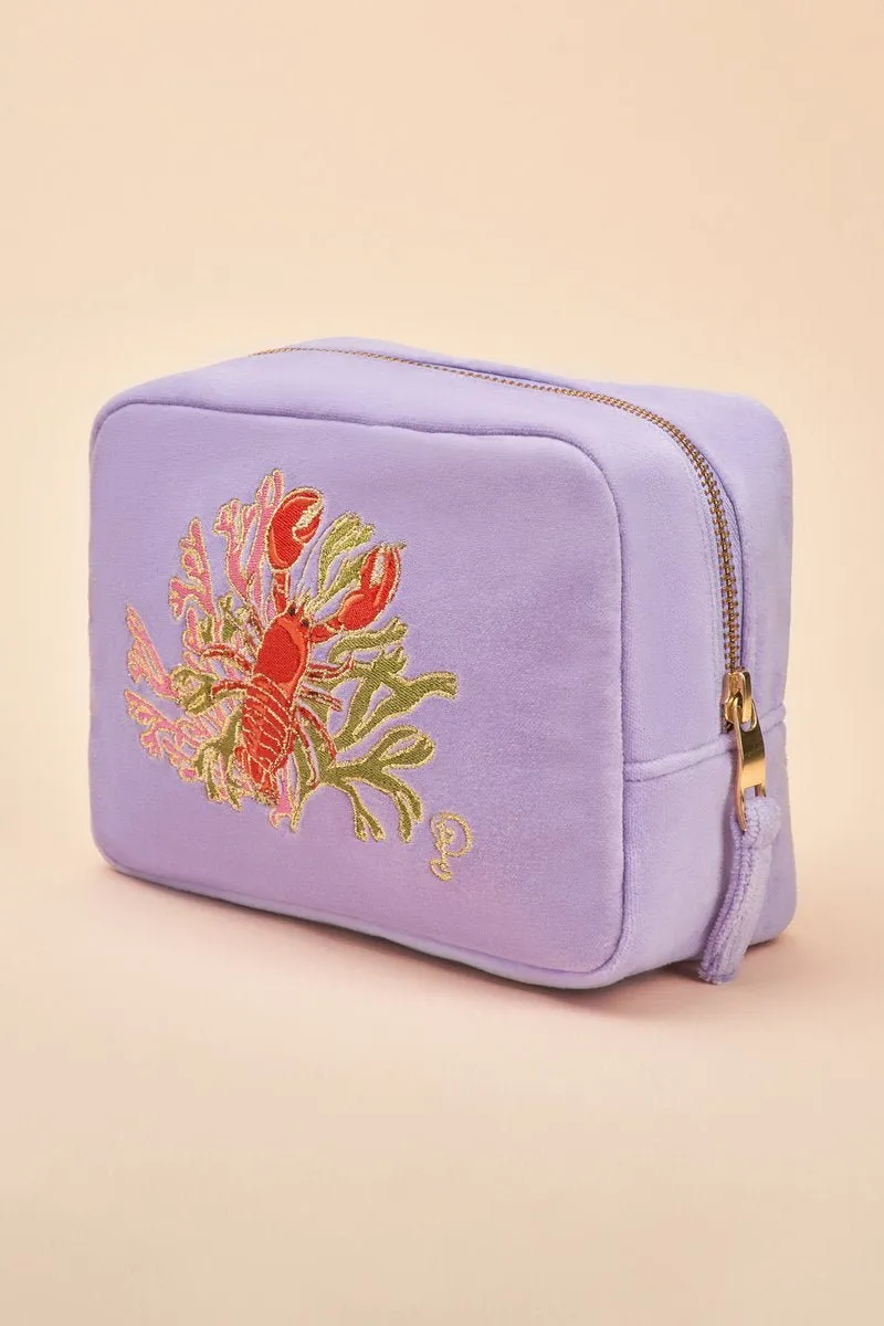 Powder Lobster Buddies Velvet Makeup Bag