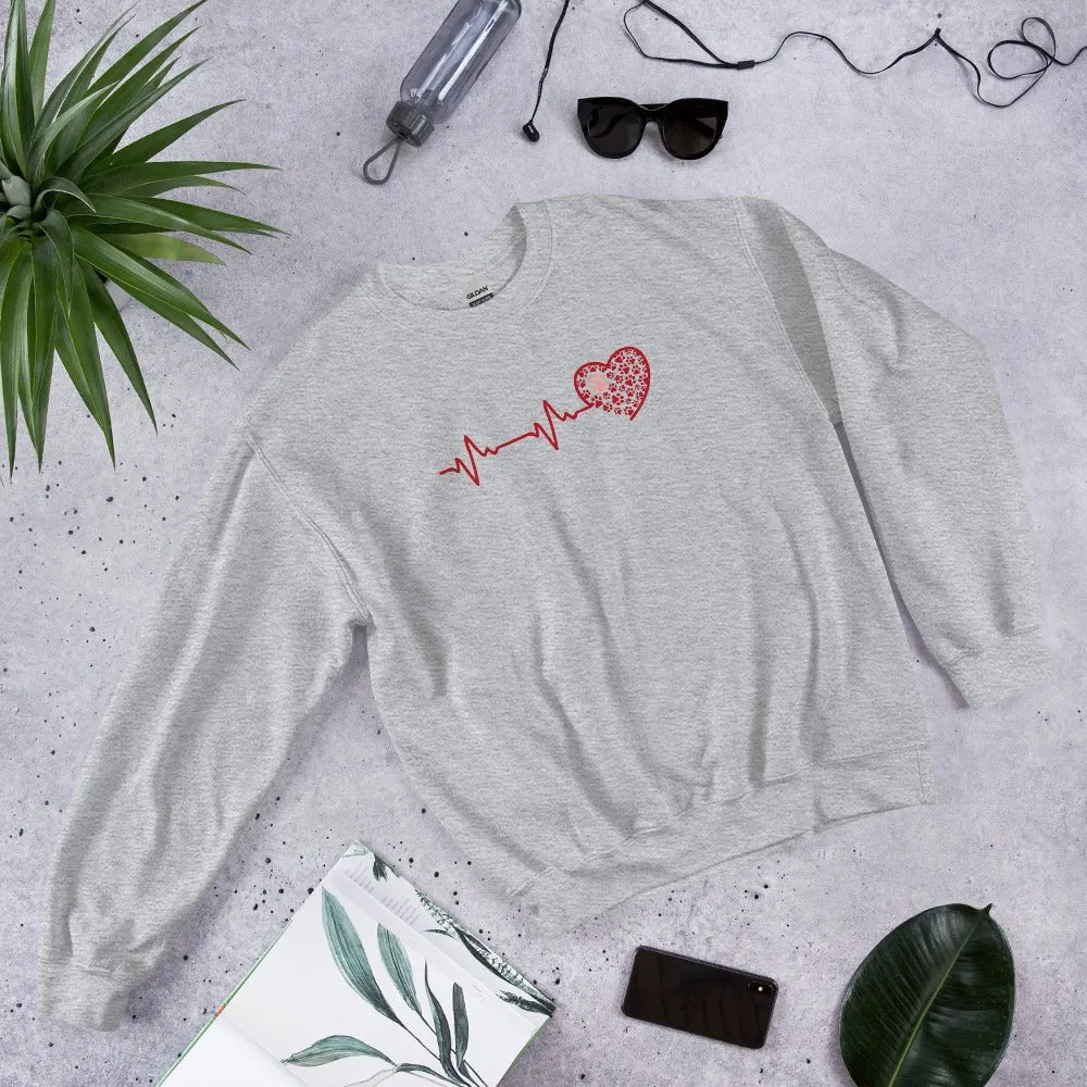 Red Heartbeat Dog Paws Sweatshirt
