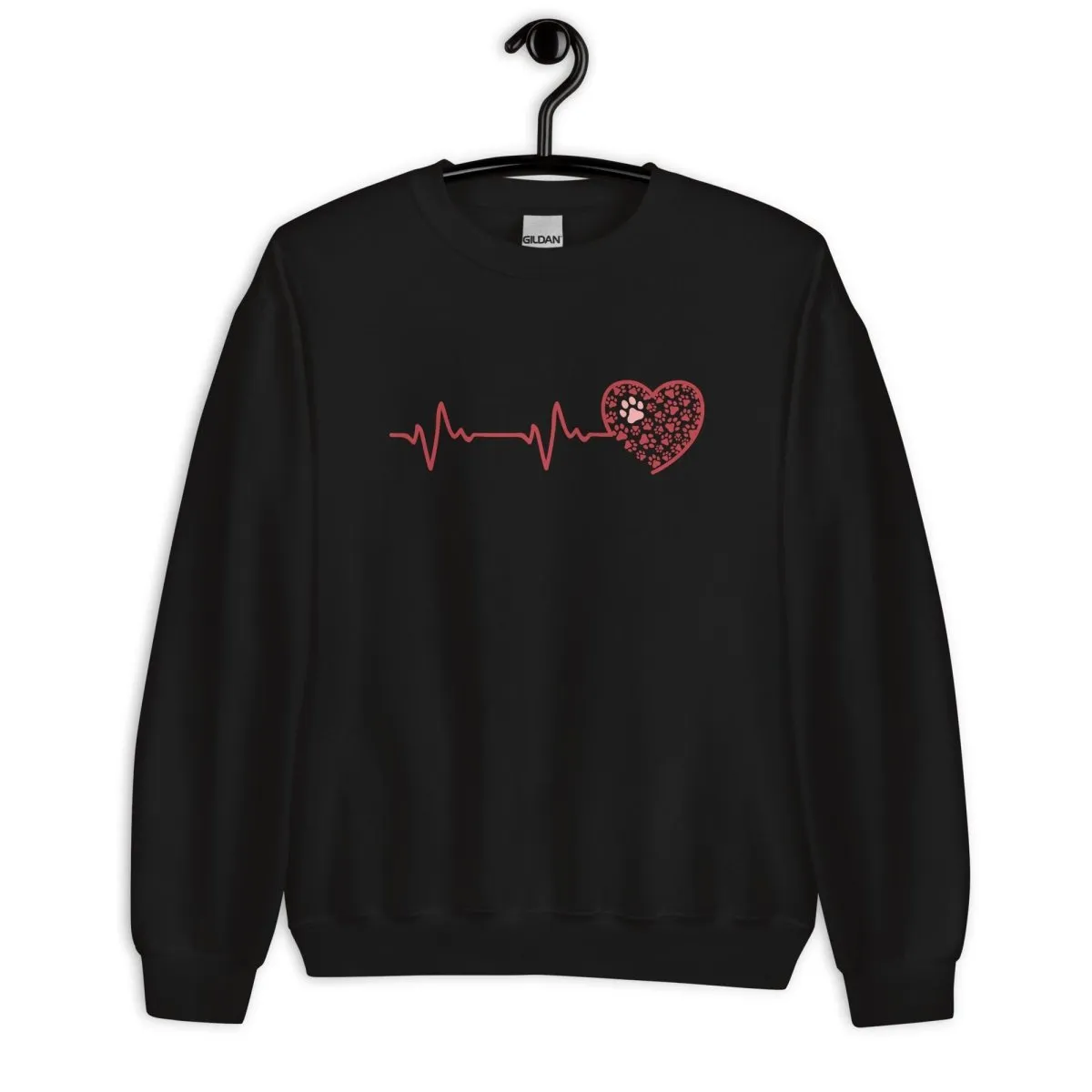 Red Heartbeat Dog Paws Sweatshirt