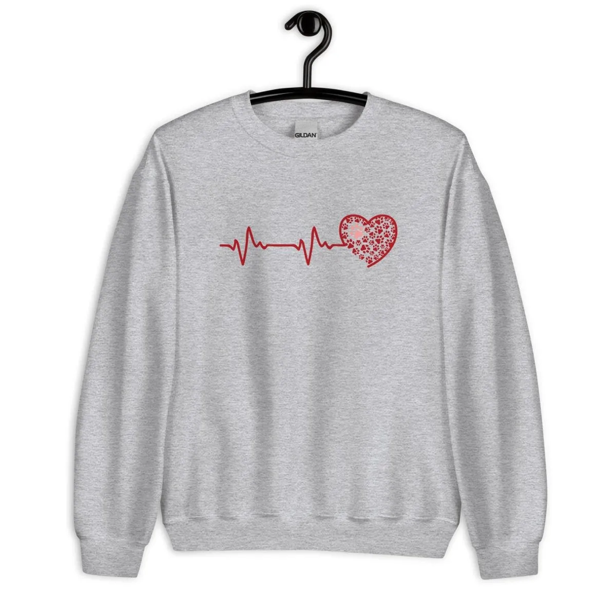 Red Heartbeat Dog Paws Sweatshirt