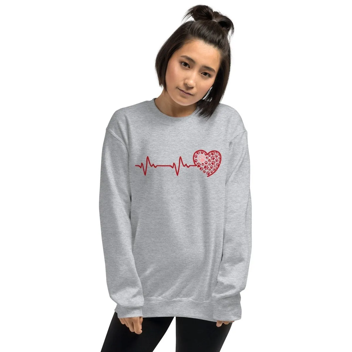Red Heartbeat Dog Paws Sweatshirt