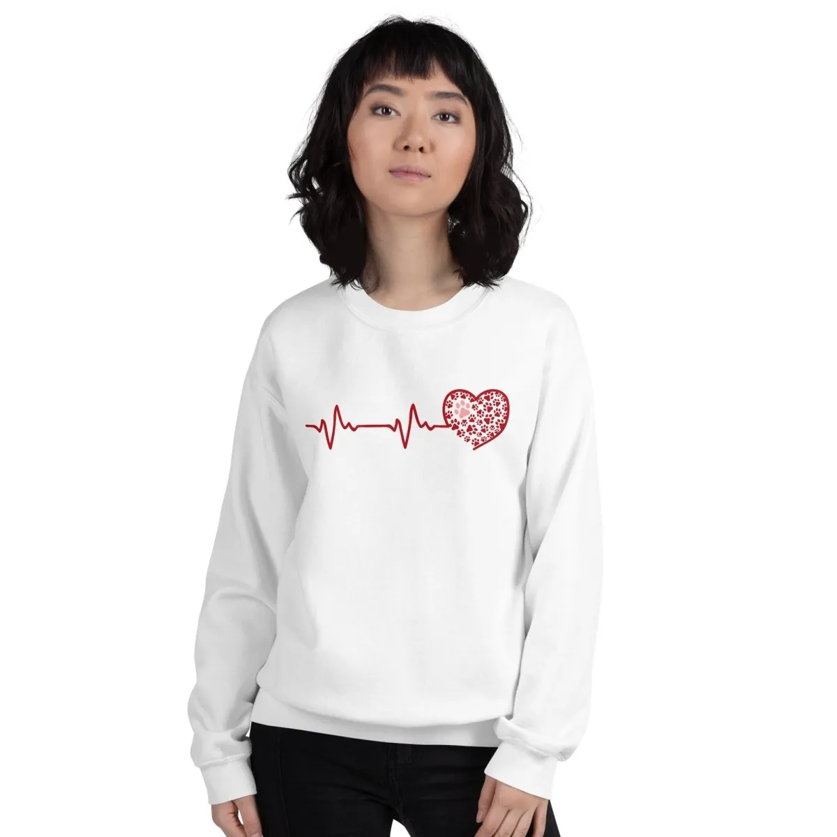 Red Heartbeat Dog Paws Sweatshirt