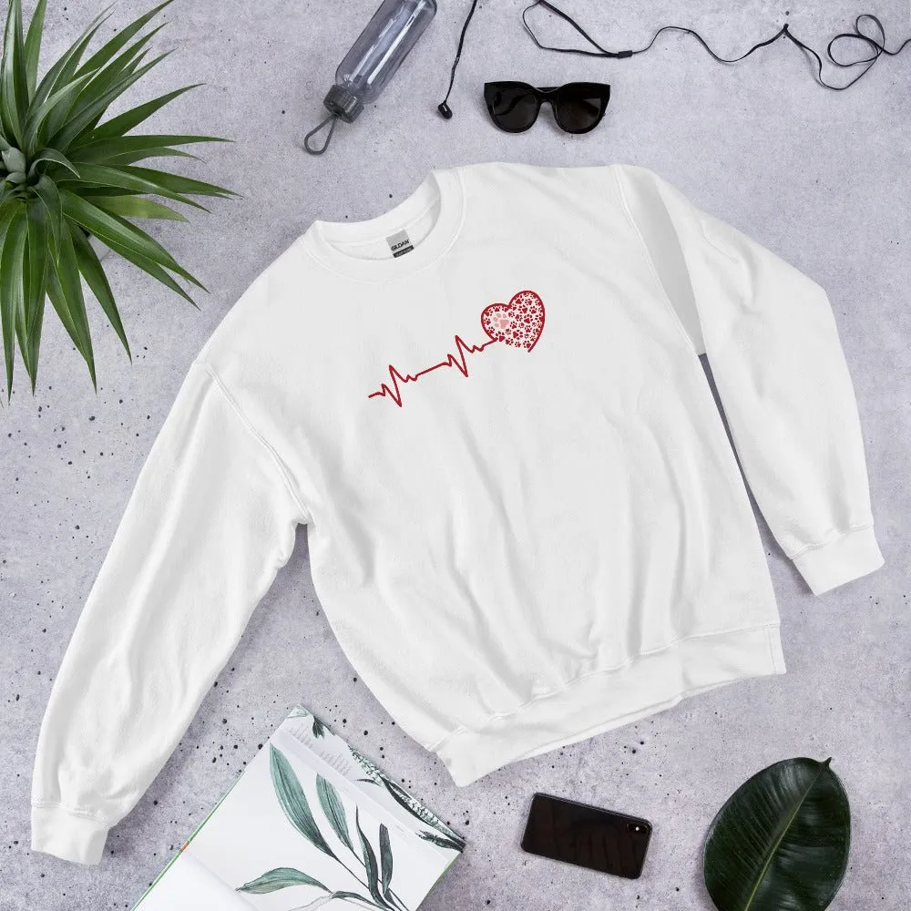 Red Heartbeat Dog Paws Sweatshirt
