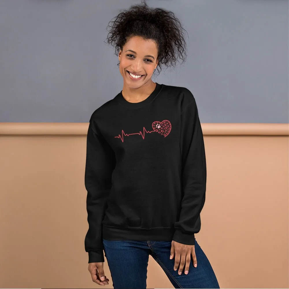 Red Heartbeat Dog Paws Sweatshirt