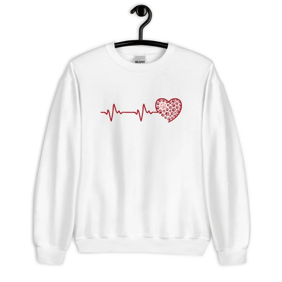 Red Heartbeat Dog Paws Sweatshirt