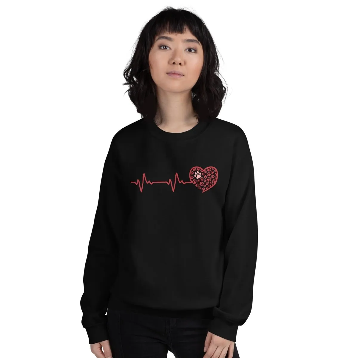 Red Heartbeat Dog Paws Sweatshirt