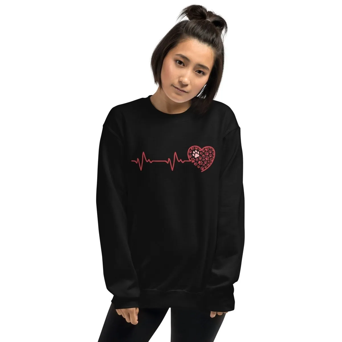 Red Heartbeat Dog Paws Sweatshirt