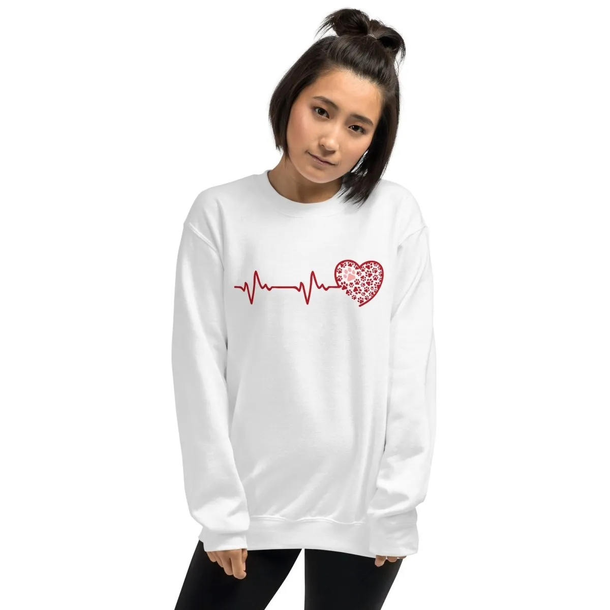 Red Heartbeat Dog Paws Sweatshirt