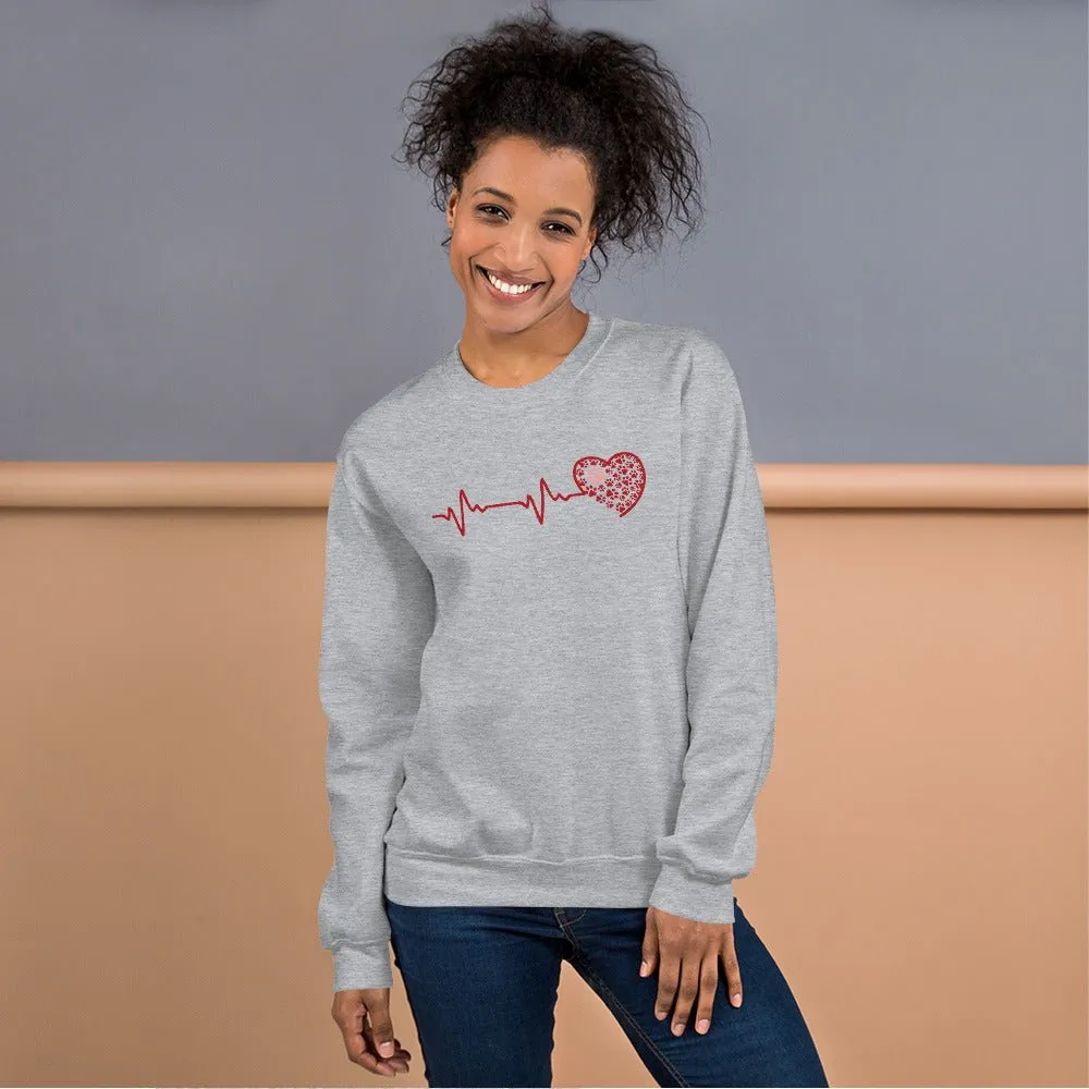 Red Heartbeat Dog Paws Sweatshirt