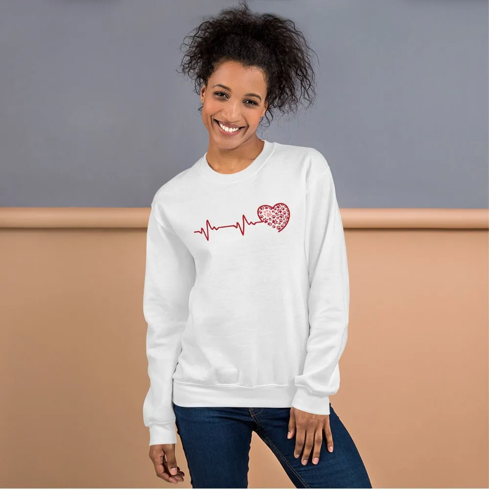 Red Heartbeat Dog Paws Sweatshirt
