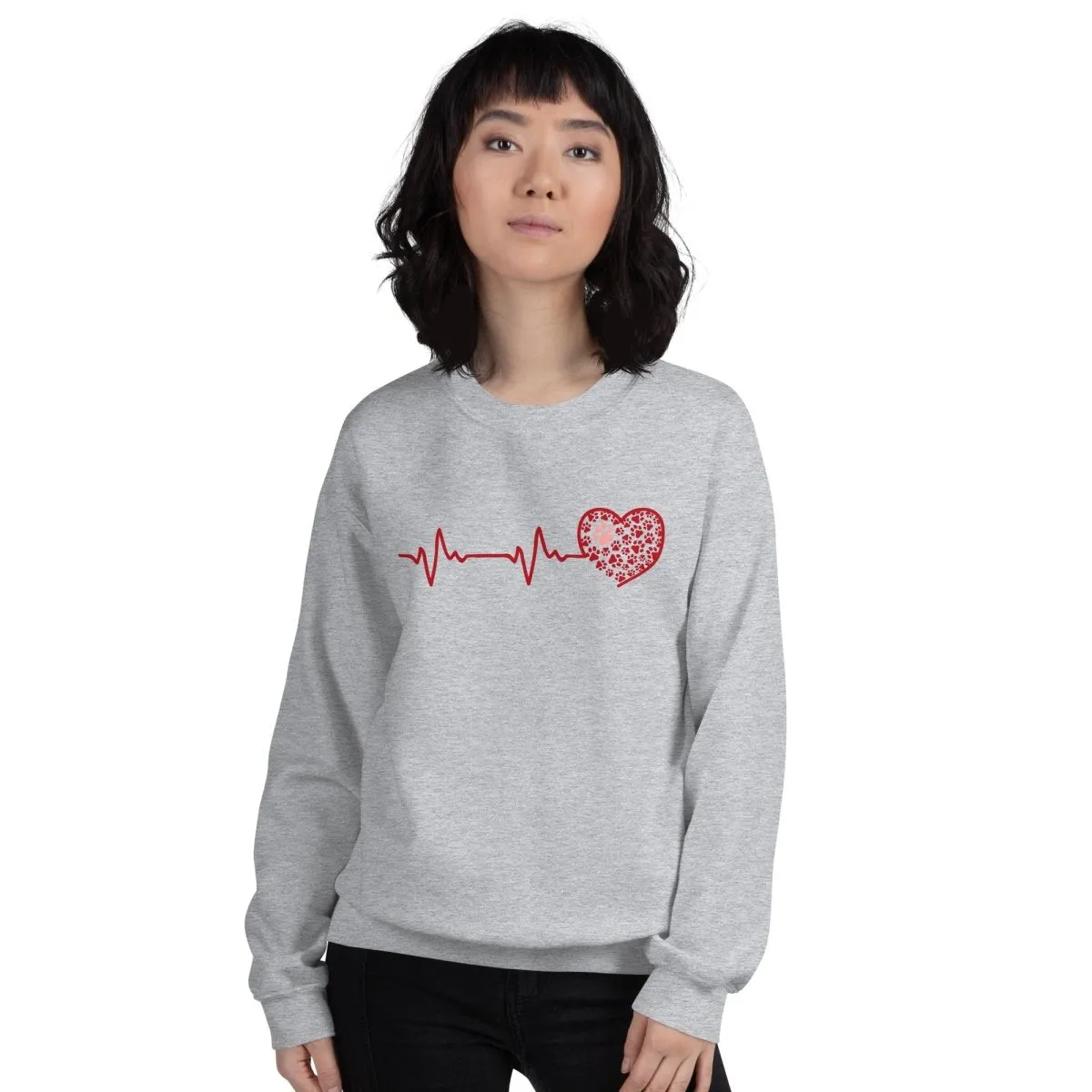 Red Heartbeat Dog Paws Sweatshirt