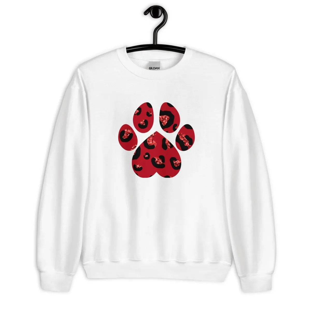 Red Leopard Print Dog Paw Sweatshirt