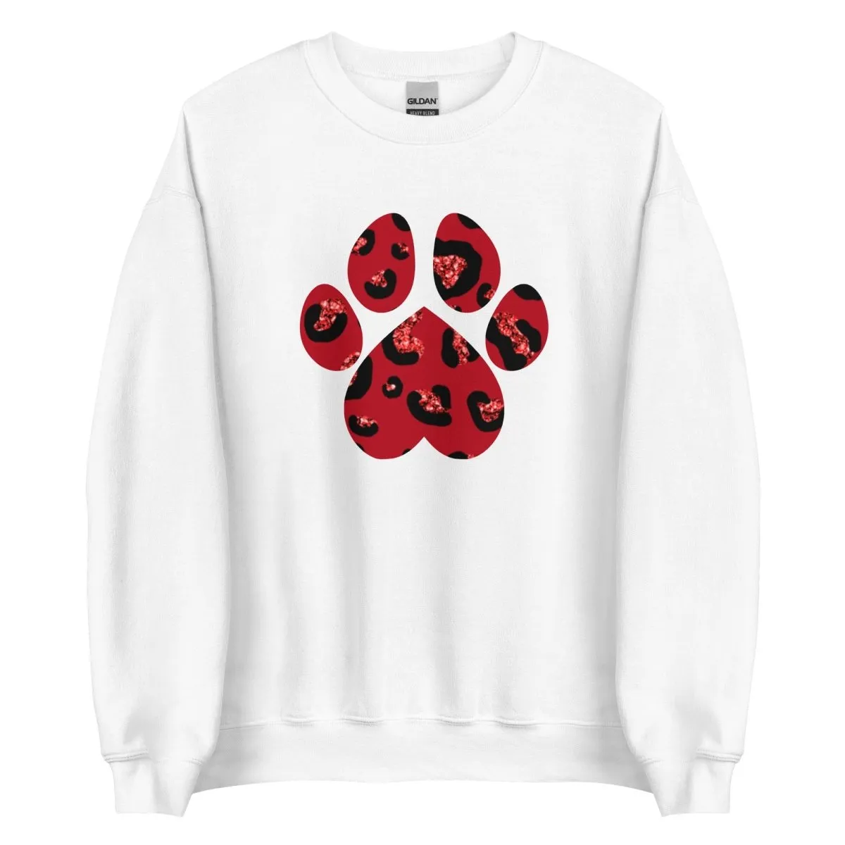 Red Leopard Print Dog Paw Sweatshirt