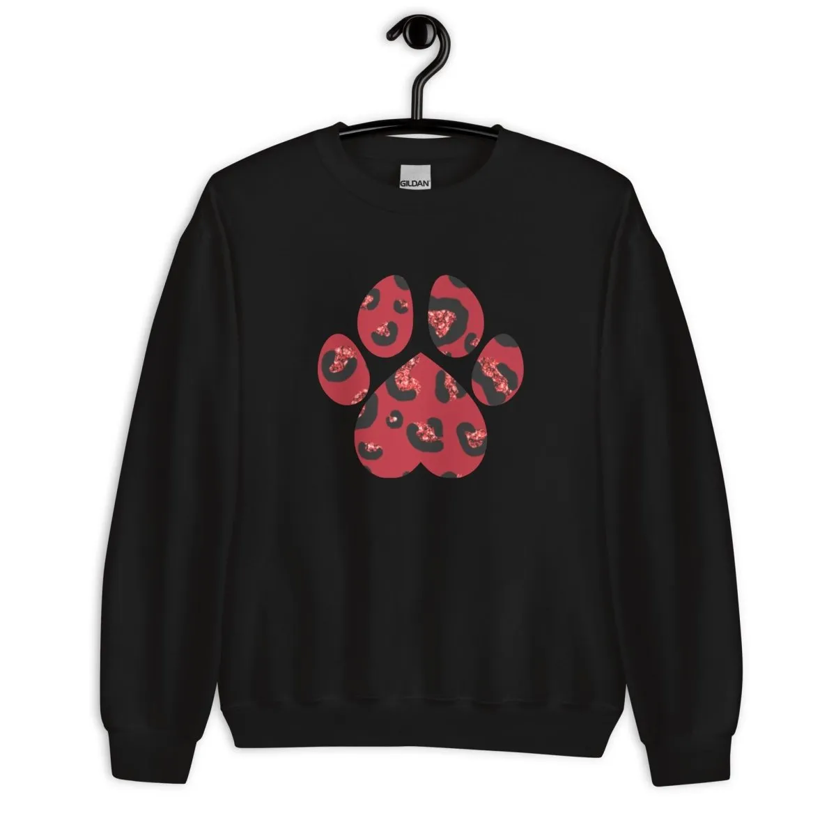 Red Leopard Print Dog Paw Sweatshirt