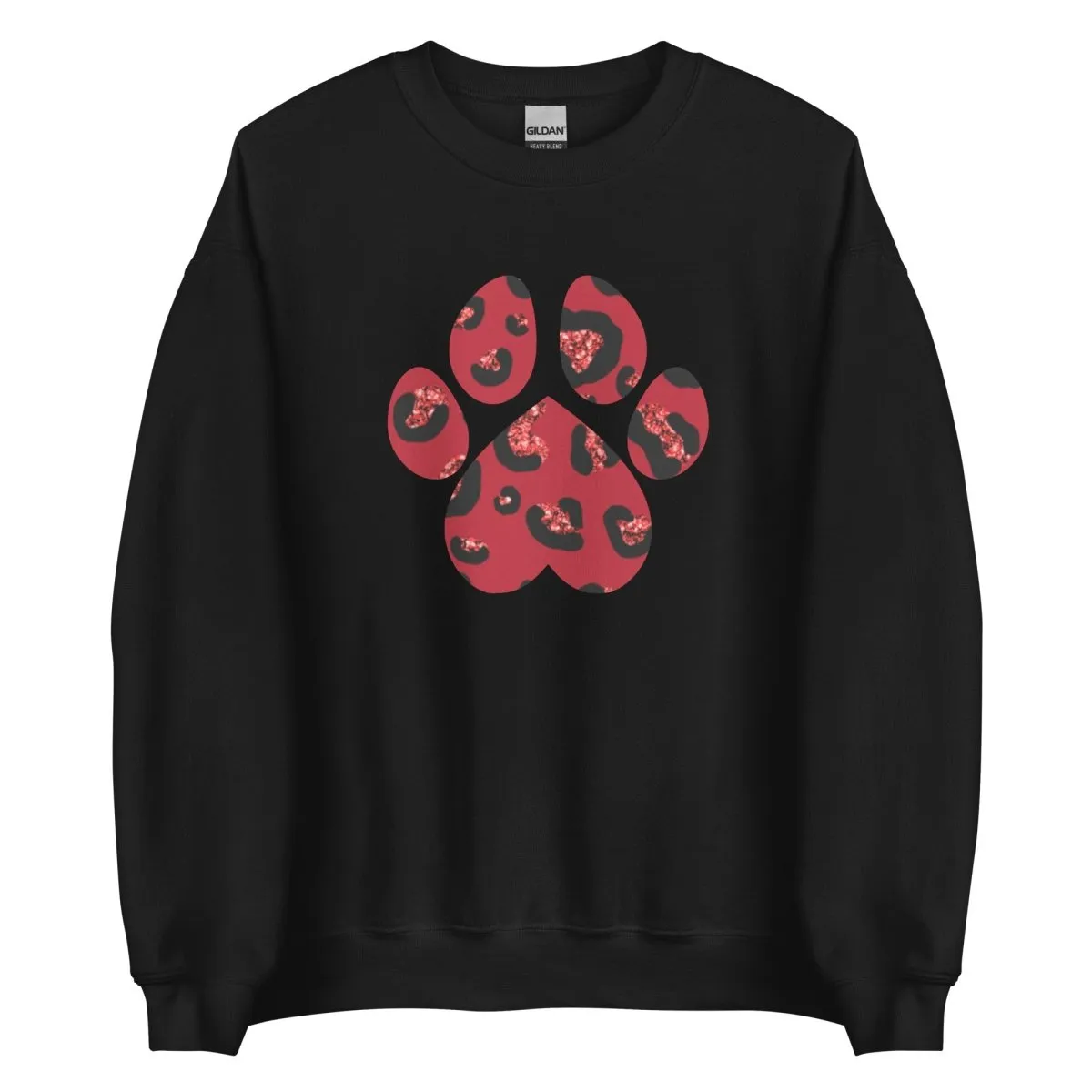 Red Leopard Print Dog Paw Sweatshirt