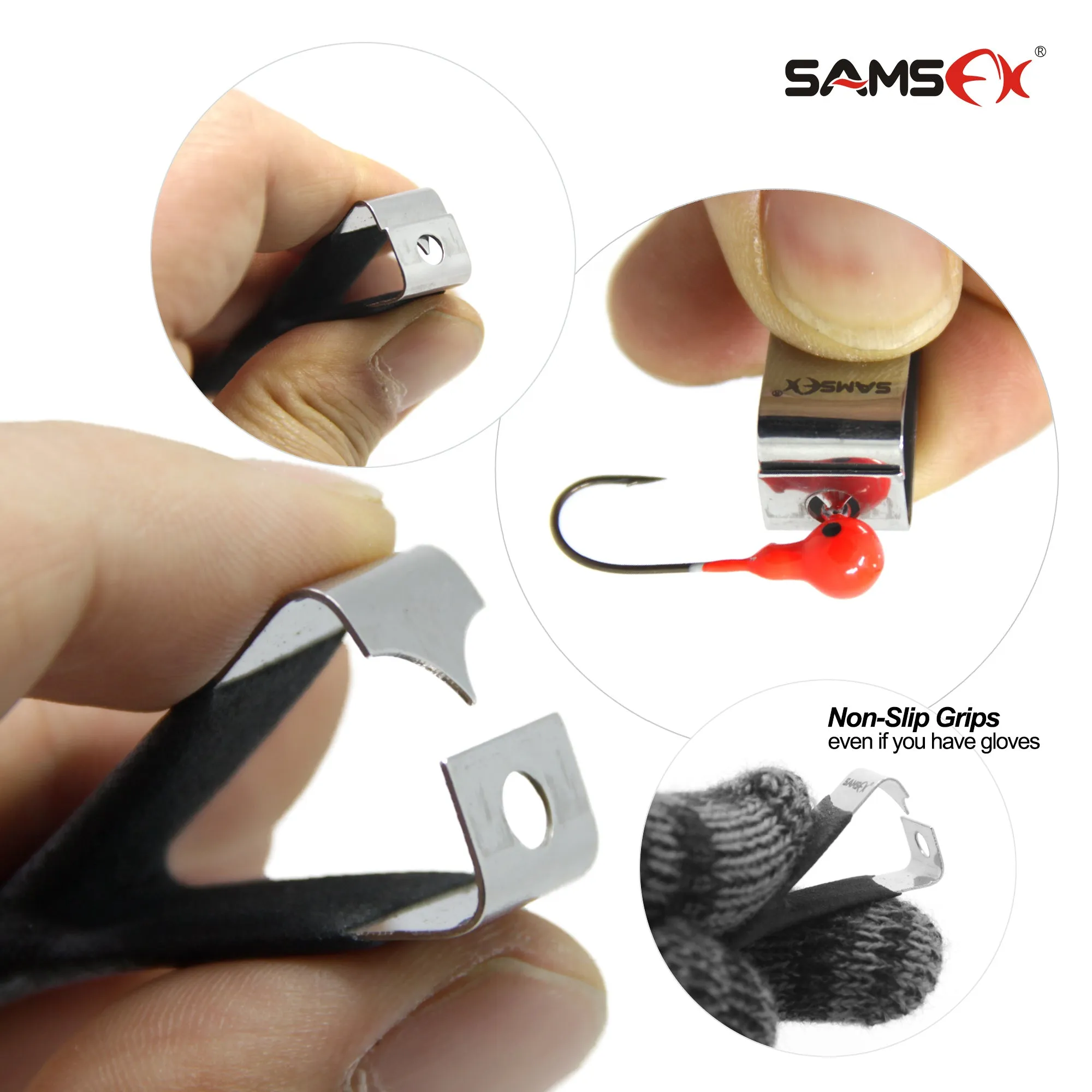 SAMSFX Jig Eye Cleaner Line Clipper and Hook Sharpener Kit Fly Fishing Tools