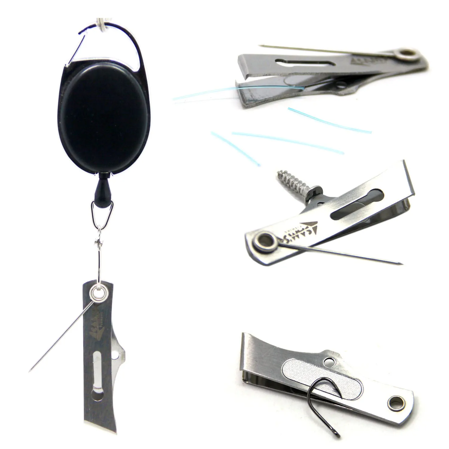 SAMSFX Jig Eye Cleaner Line Clipper and Hook Sharpener Kit Fly Fishing Tools