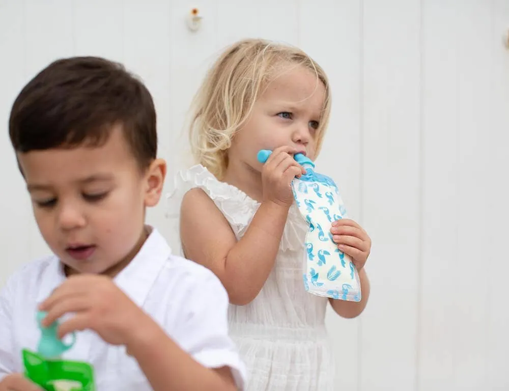 Silicone Food Pouch Soft Spouts 2PK - Aqua/Mint