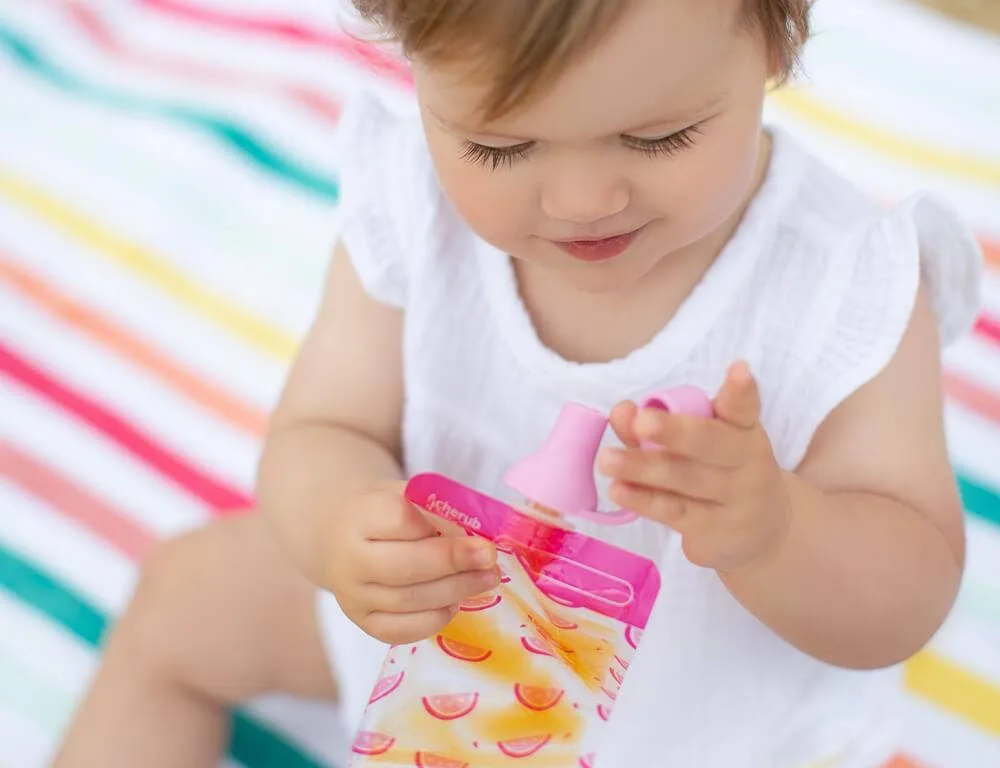 Silicone Food Pouch Soft Spouts 2PK - Peach/Blush