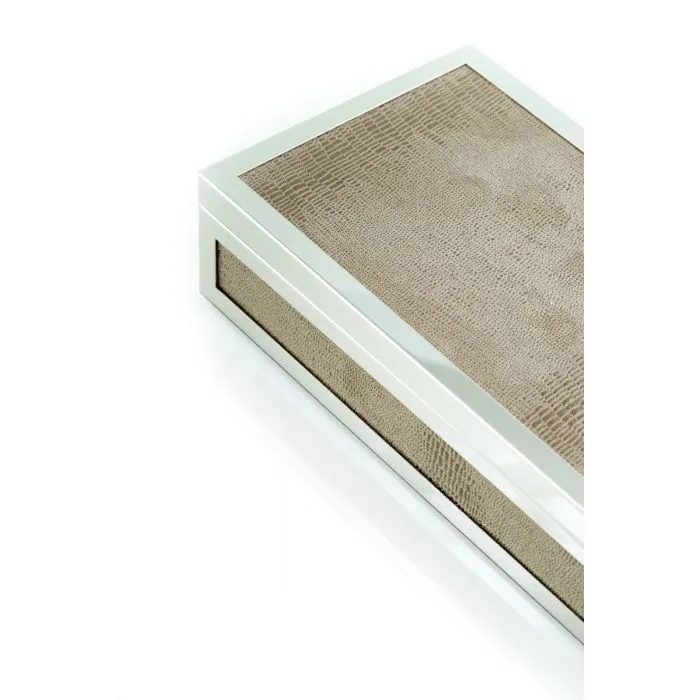 Silver Plated Hinged Box- Lizard Print