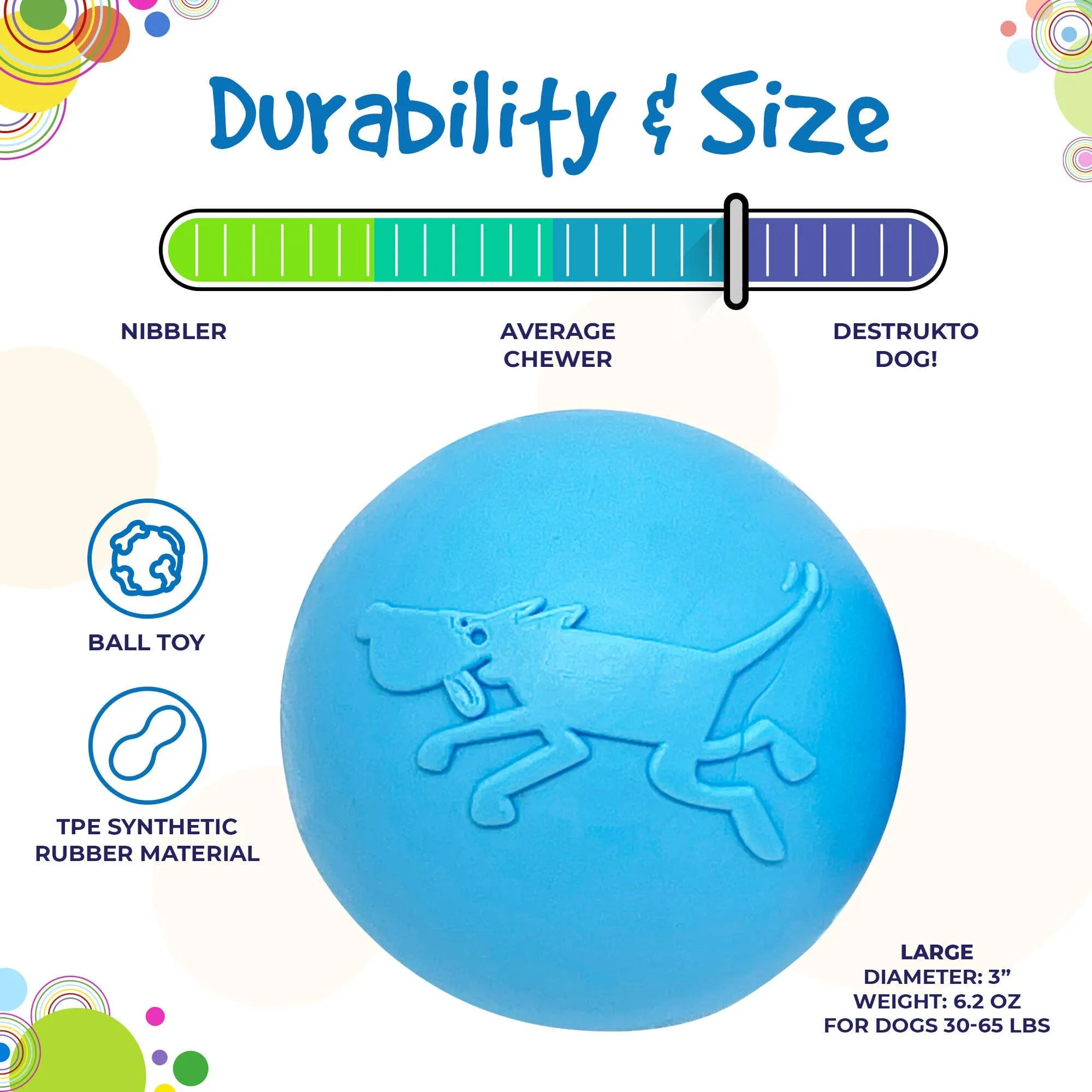 SodaPup Wag Ball Durable Synthetic Rubber Chew & Retrieving Toy