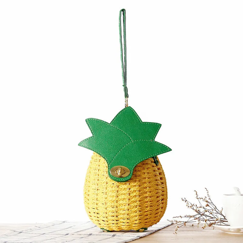 Summer Pastoral Pineapple Holiday Rattan Weave Bags